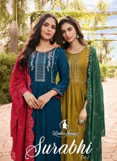 Surabhi Vol 2 By Ladies Flavour Rayon Readymade Suits Catalog
